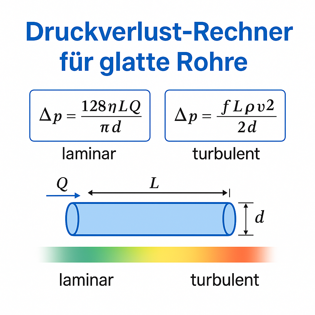Druckverlust in Rohrleitungen berechnen nach Hagen-Poiseuille und Darcy-Weisbach